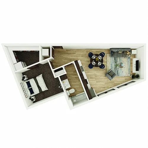Floor plan 1 Bedroom, 1 Bathroom - 637 SF C