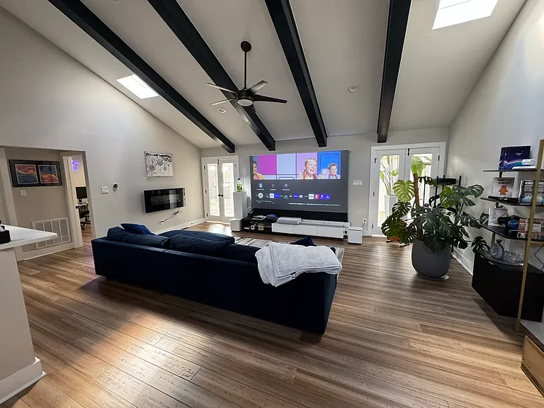 living room with projector