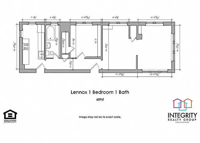 Floor plan Lennox, 1 Bedroom 1 Bath