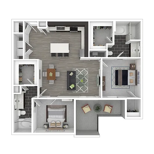 Floor plan 2 Bedroom (Corner)