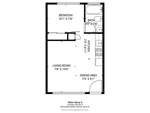 Floor plan 1 Bed 1 Bath