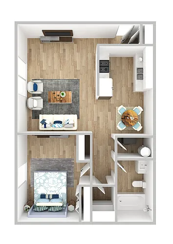 Floor plan 1 Bed 1 Bath Premium