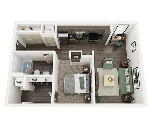 Floor plan 1B1B-H - The Hughes
