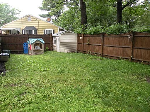 Back yard - mostly fenced with shed