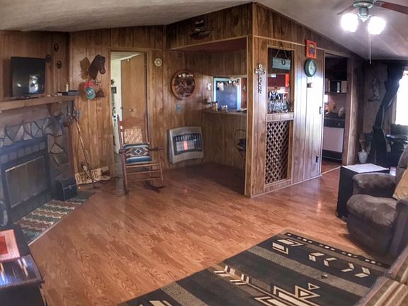 Inside the mobile home.