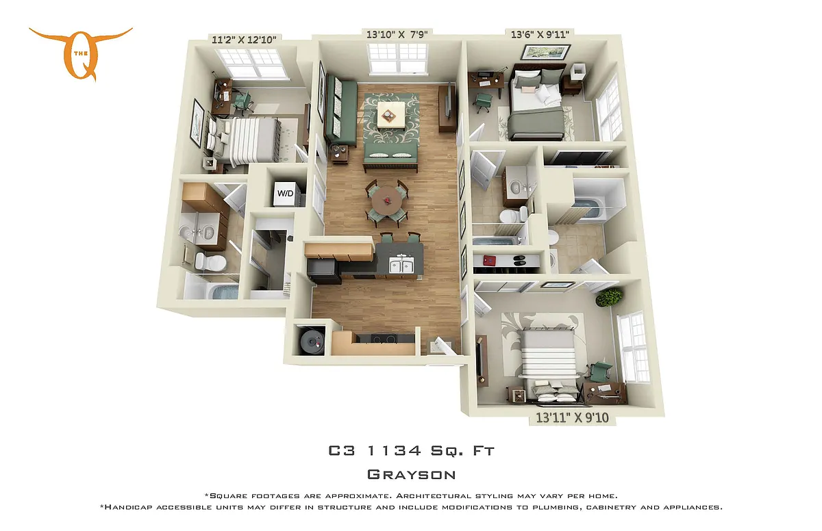 Floor plan 3 Bedroom (Price Per Bed)