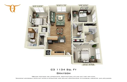 Floor plan 3 Bedroom (Price Per Bed)
