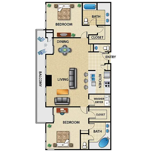 Floor plan Penthouse 2 Bed 2 Bath