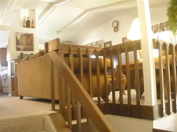 up toward living room