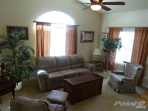 Living Room: Another View of the Comfy Living Room with Custom Windows and Blinds.
