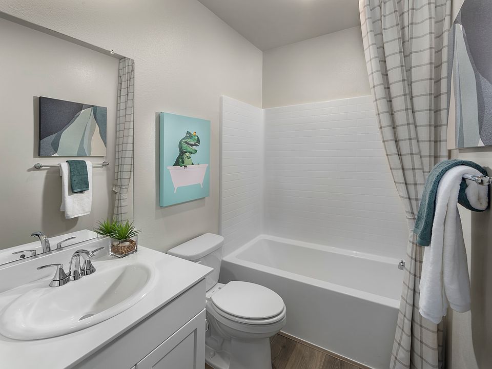 Bathroom in the Residence 2 floorplan at Cielo by Meritage Homes in San Marcos, CA.