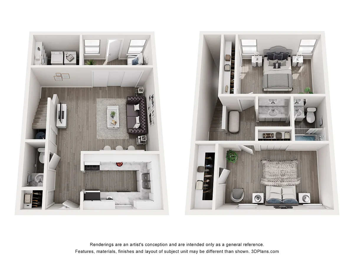 Floor plan 2 Bed 1 and a half Bath