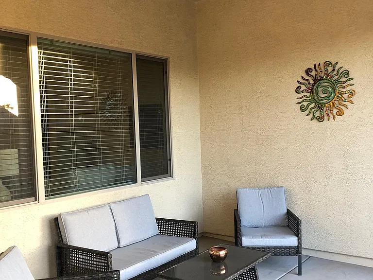 Outdoor sitting area with Fan