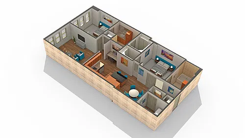 Floor plan 2 BR x 2 BA - B