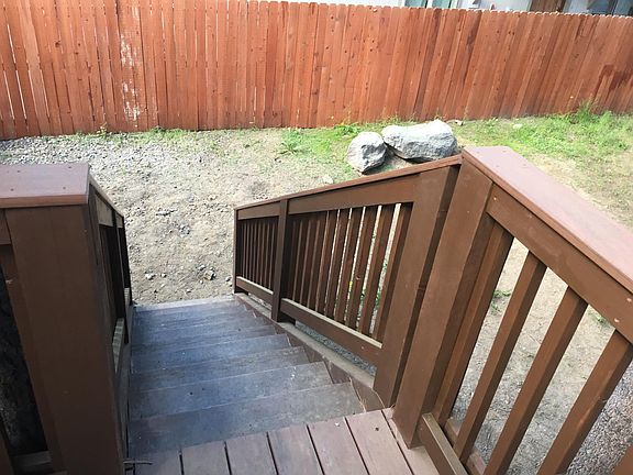 stairs down from deck to yard