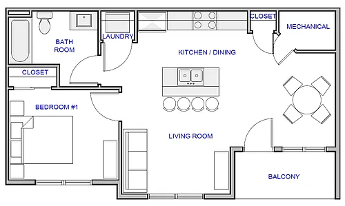 Floor plan 1 Bed- Small