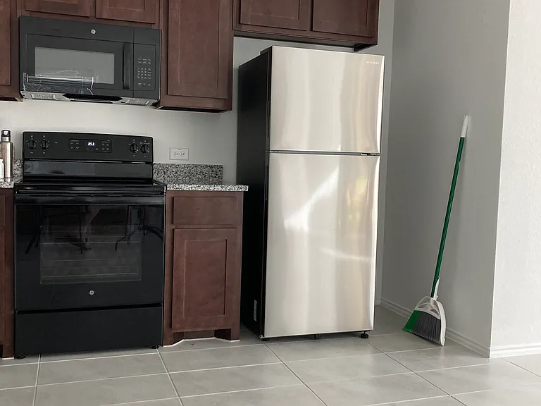 Kitchen stove, range, refrigerator