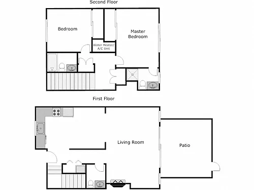 Floor plan 2 Bed / 2.5 Bath Townhouse: Type A