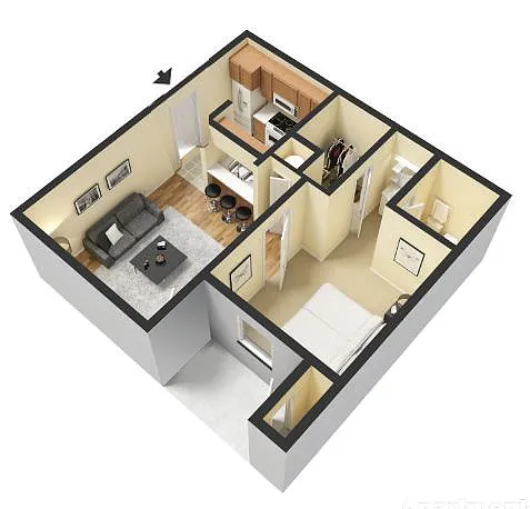 Floor plan 1 Bedroom 1 Bath
