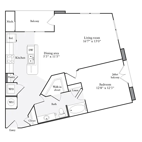 Floor plan 1 Bedroom G