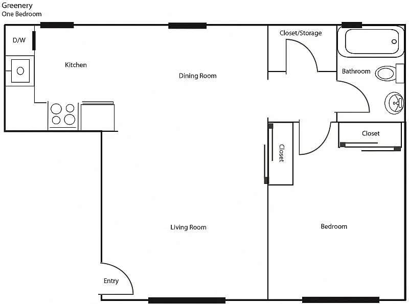 Floor plan The Greenery - One Bedroom