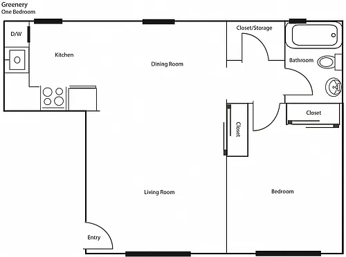 Floor plan The Greenery - One Bedroom
