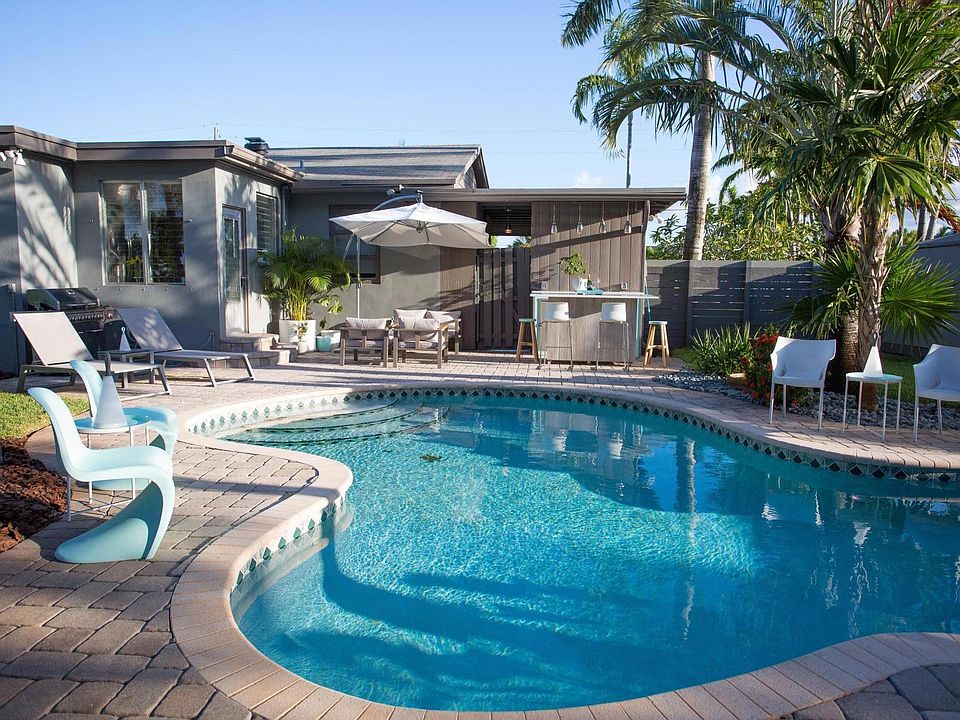 Private pool in backyard