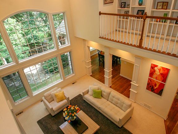 View down to the living room