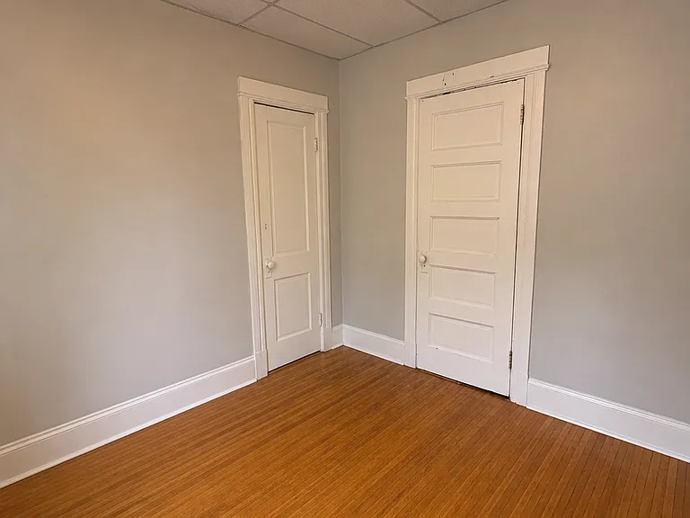 Looking back toward bedroom entrance (right door), and closet (left door).