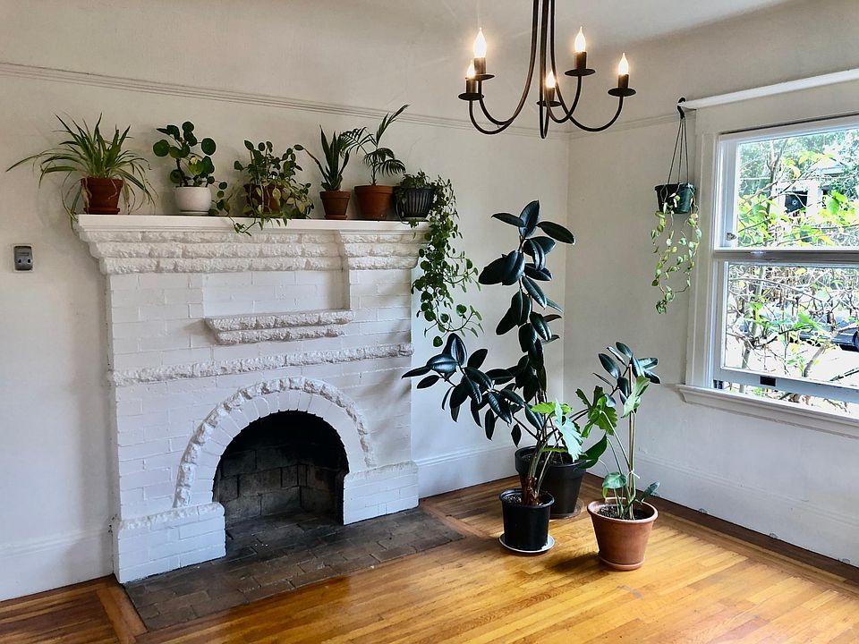 Living room fireplace.