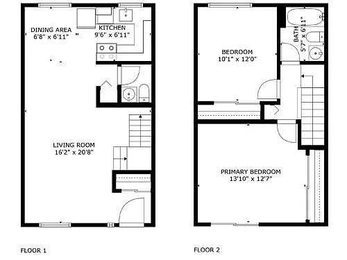 Floor plan 2 Bed 1.5 Bath