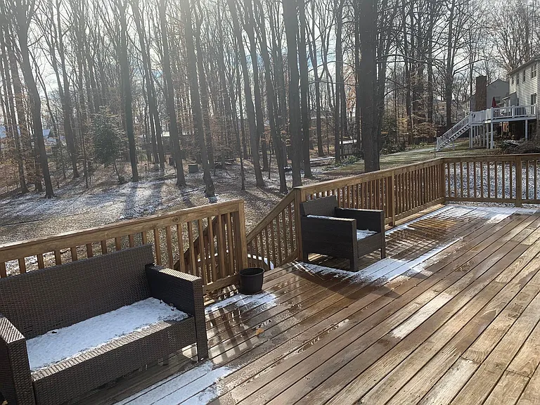 Deck on Main Level with steps to go to Patio
