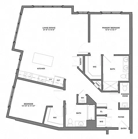 Floor plan 2 Bed/2 Bath-B3-1