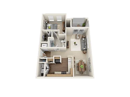 Floor plan 1 Bed, 1 Bath A