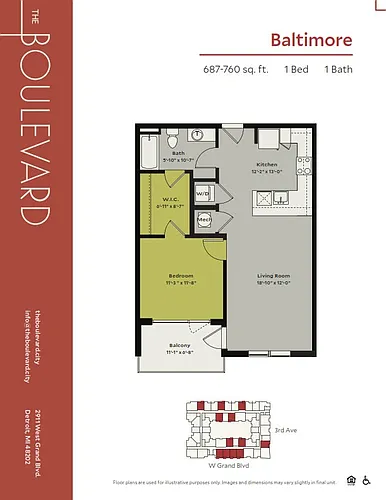 Floor plan Baltimore - Income Restricted
