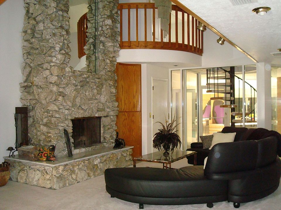 living room/stone fireplace
