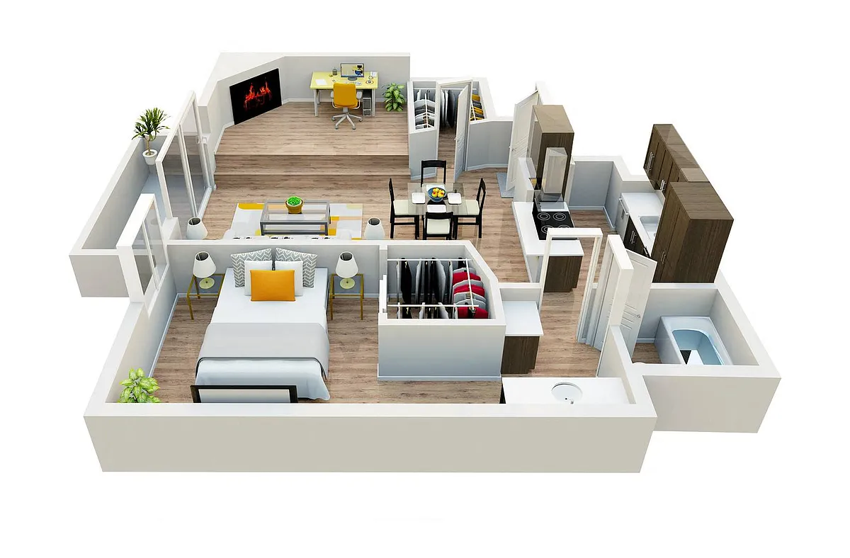 Floor plan 1 Bedroom Plus Den
