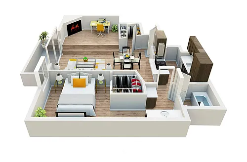 Floor plan 1 Bedroom Plus Den