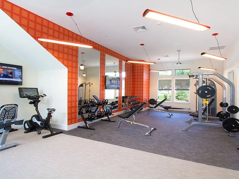 Fully-equipped fitness center with cardio machines, free weights and more