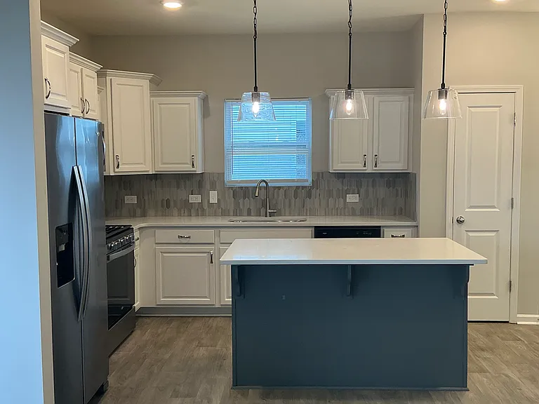 Open concept kitchen with island