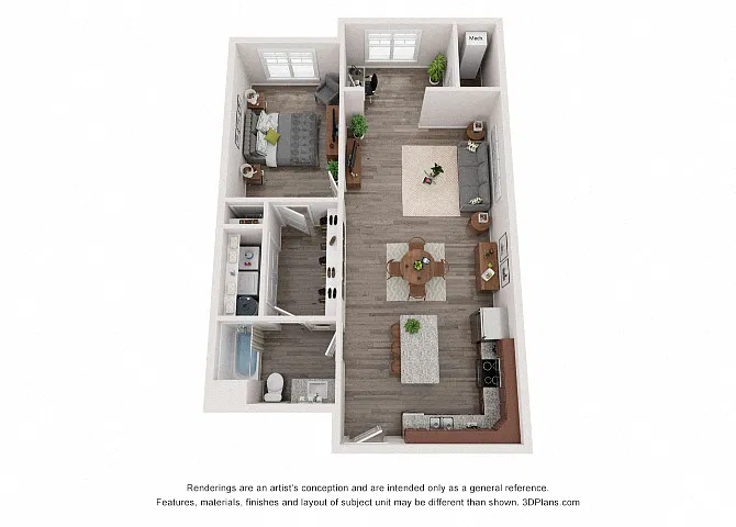 Floor plan 1 Bedroom 1 Bath w/Sunroom