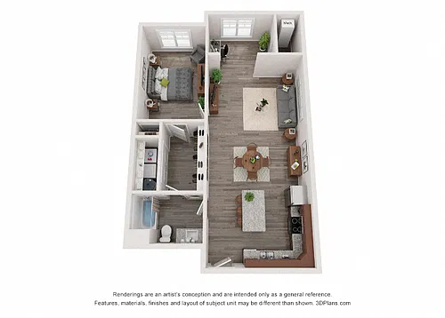 Floor plan 1 Bedroom 1 Bath w/Sunroom