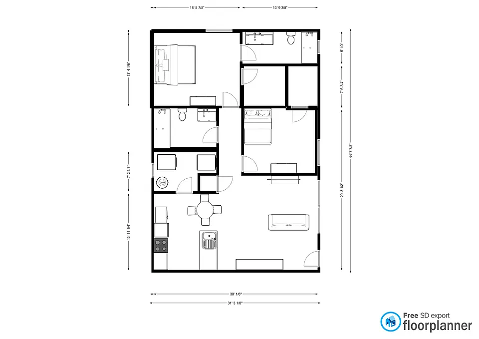 Floor plan 2 Bed 2 Bath