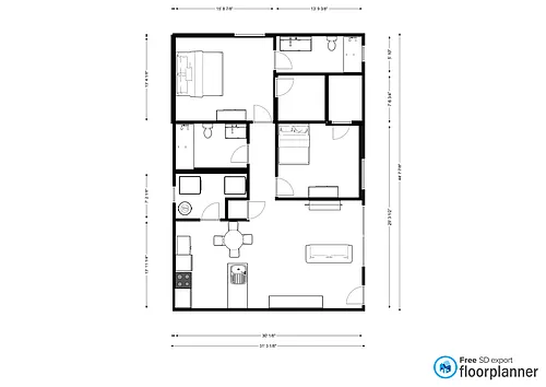 Floor plan 2 Bed 2 Bath