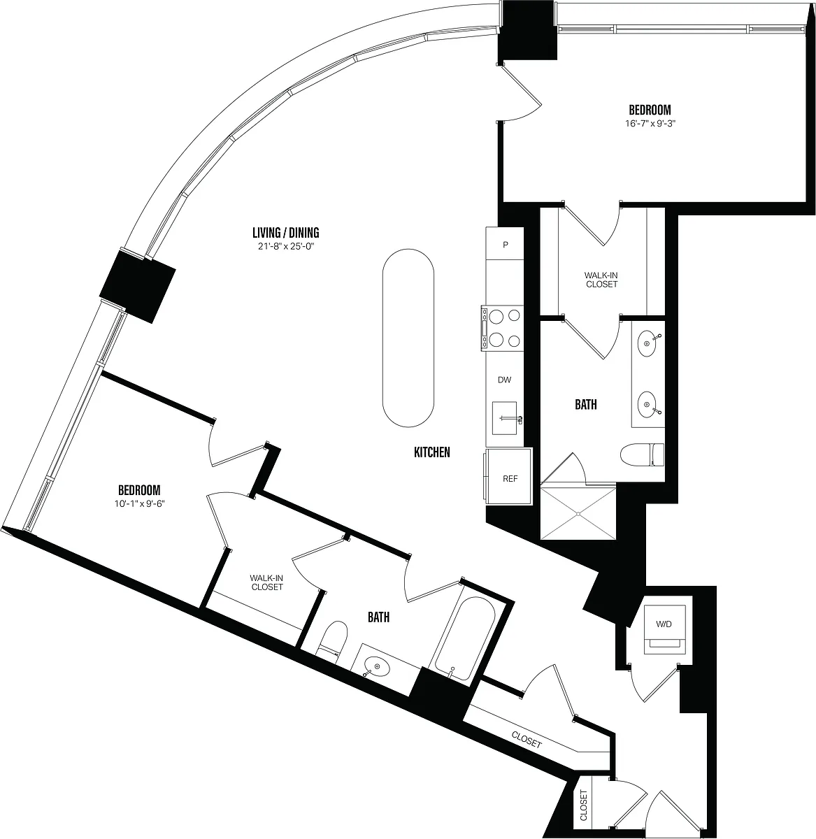 Floor plan 2 Bed/2 Bath-F2A.1