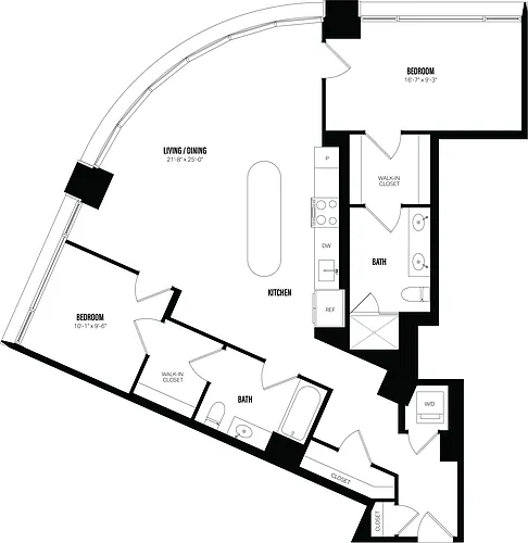 Floor plan 2 Bed/2 Bath-F2A.1