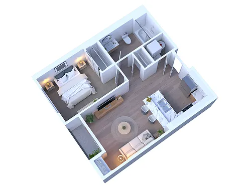 Floor plan 1 Bedroom 1 Bath 565 sqft