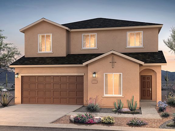 The two-story Sunflower shown in Elevation A features a shingle roof and covered front entry.