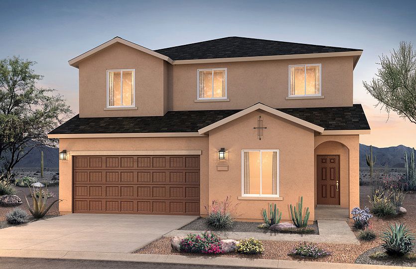The two-story Sunflower shown in Elevation A features a shingle roof and covered front entry.