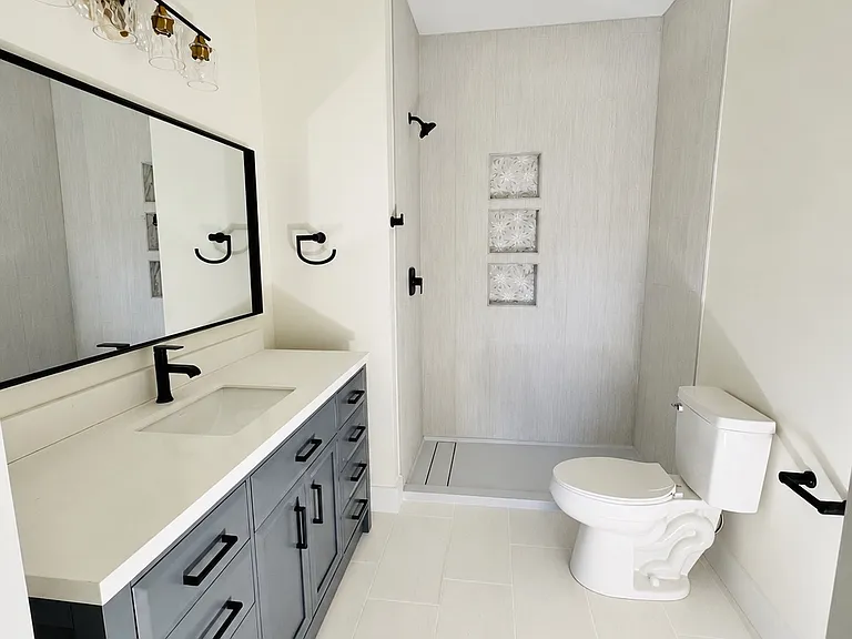Master bathroom with Custom tiled shower